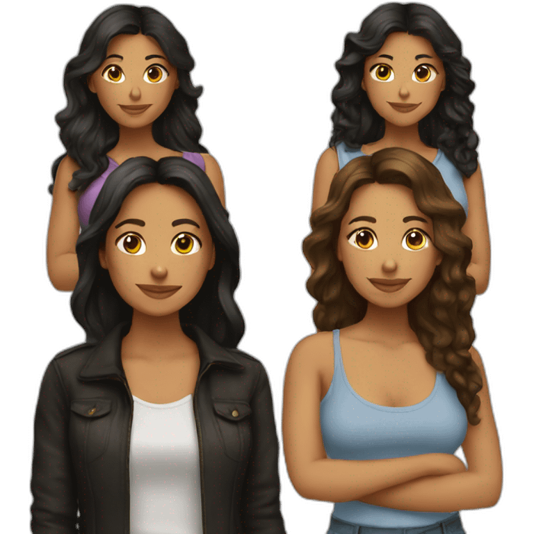 3 latin female friends emoji