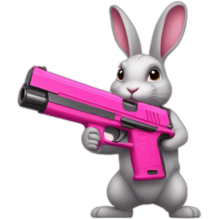 rabbit holding a pink gun emoji