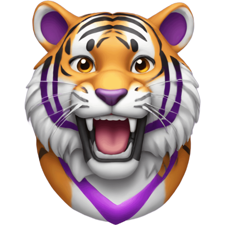 Tiger with big purple heart emoji