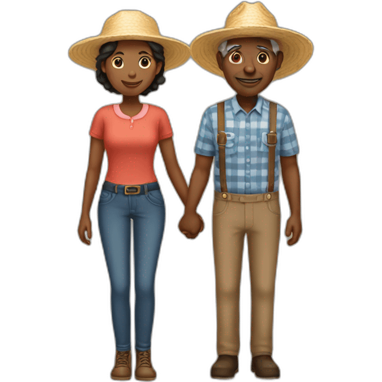 young female and old black farmer holding hands emoji