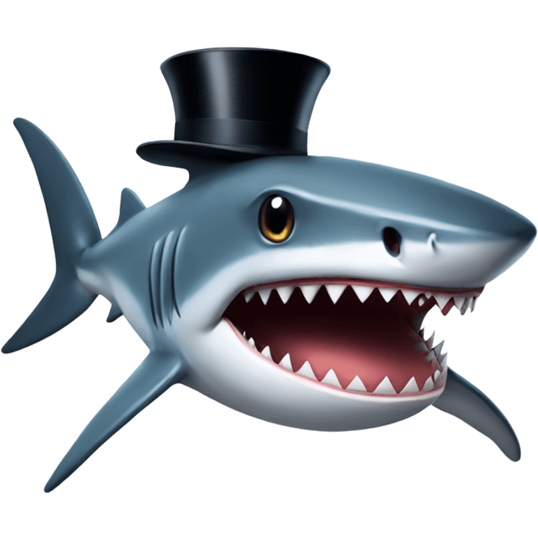 Shark with a top hat emoji