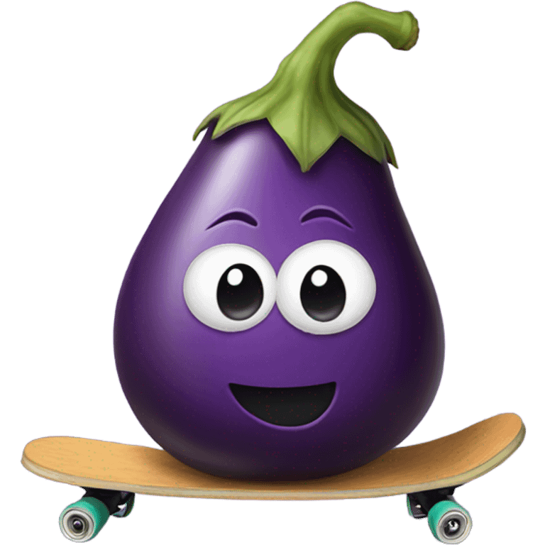 Eggplant on a skateboard emoji