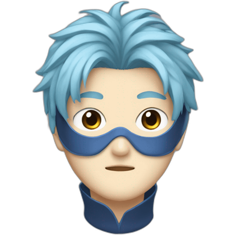 Satoru Gojo with blue hairs and eyes mask hiding his eyes emoji