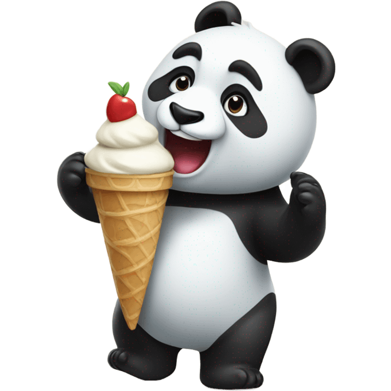 Panda eating ice cream emoji