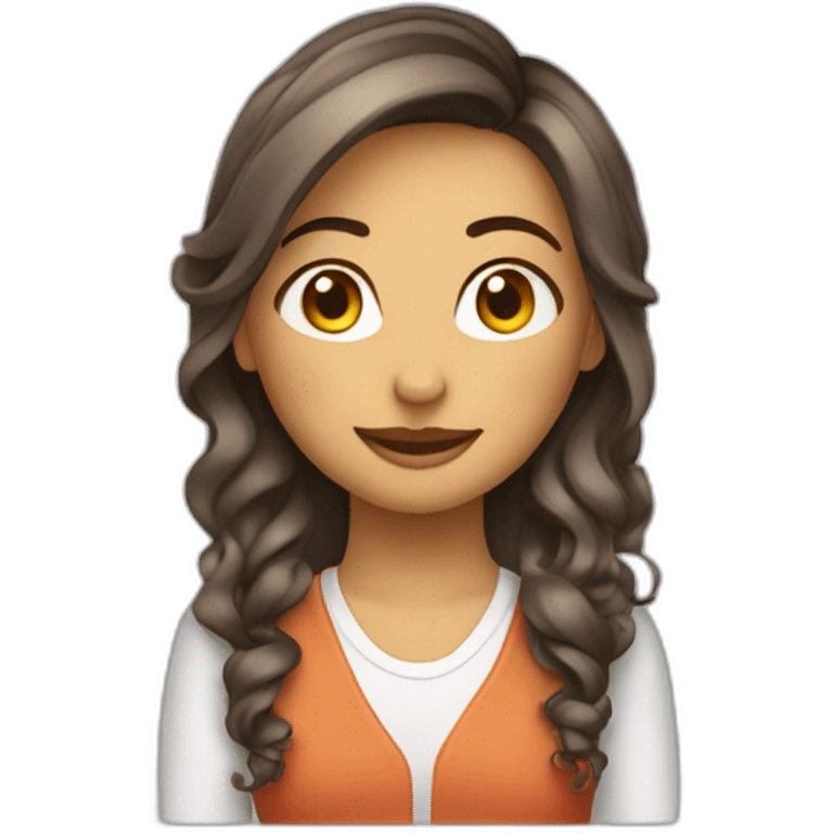 Fille avec des cheveux ondulés longs emoji