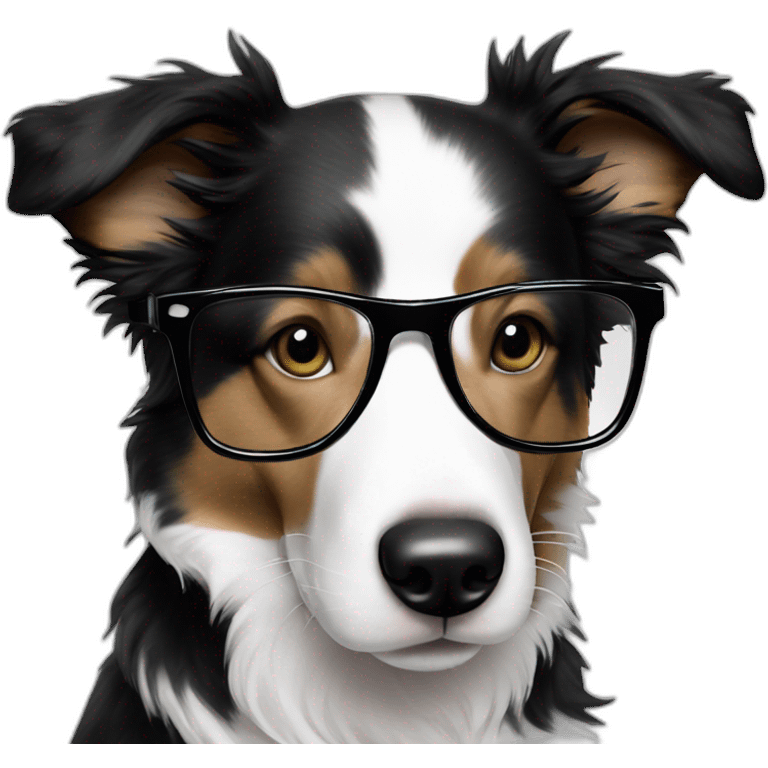 puppy border collie with glasses sniffing mojito emoji