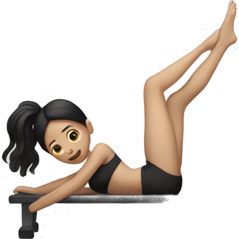 girl with white skin and black hair doing pilates  emoji