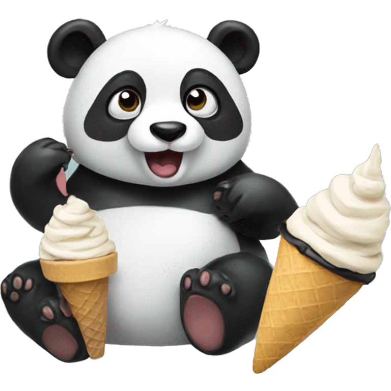 Panda eating ice cream emoji