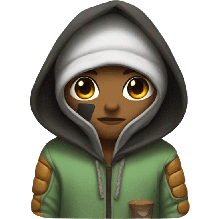 Boba with a face and hoodie emoji