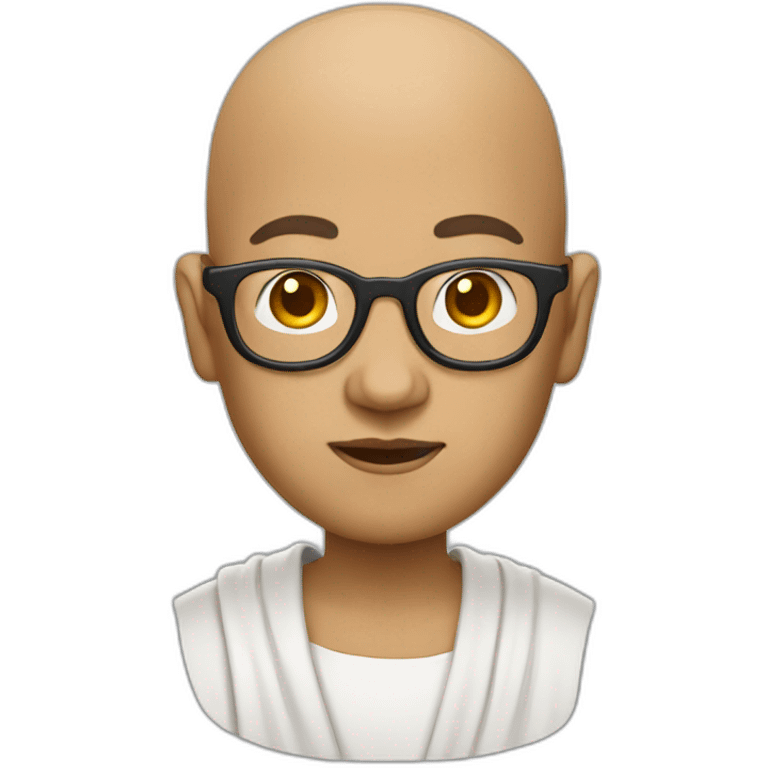 monk with bald head and glasses wearing t-shirt emoji