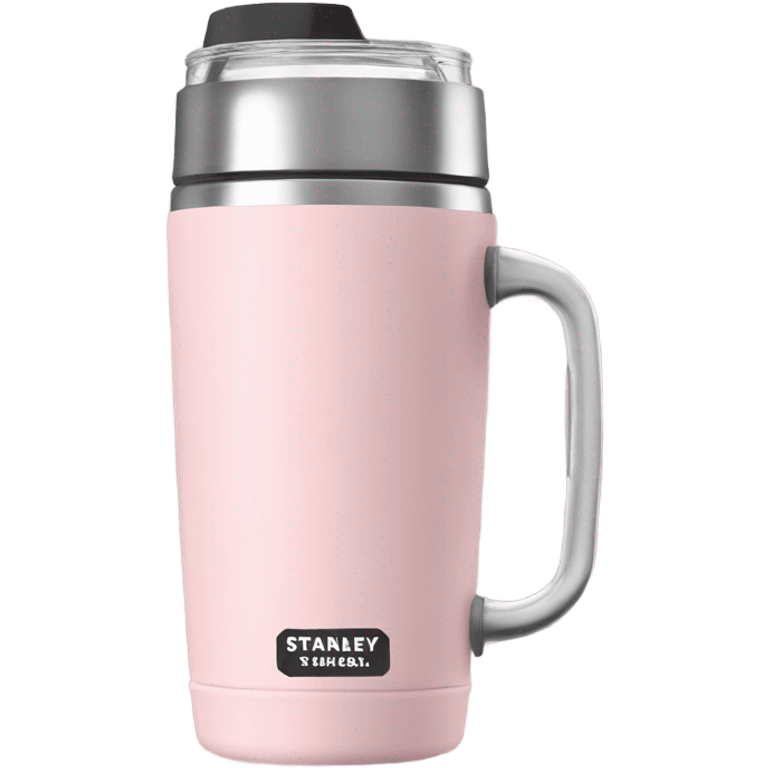 Light pink 40oz Stanley tumbler with handle emoji