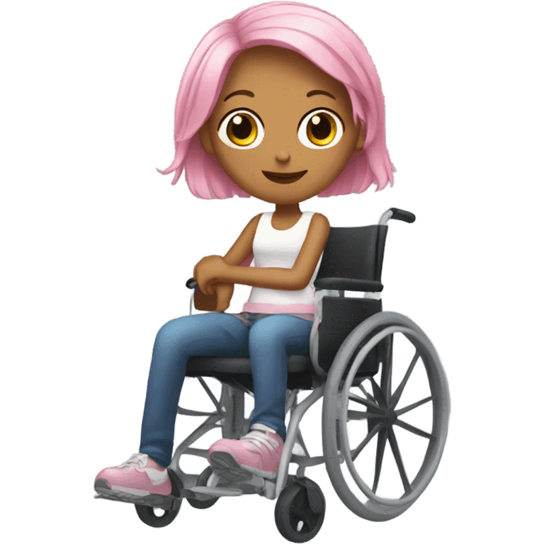 Girl with pink hair in a wheelchair emoji