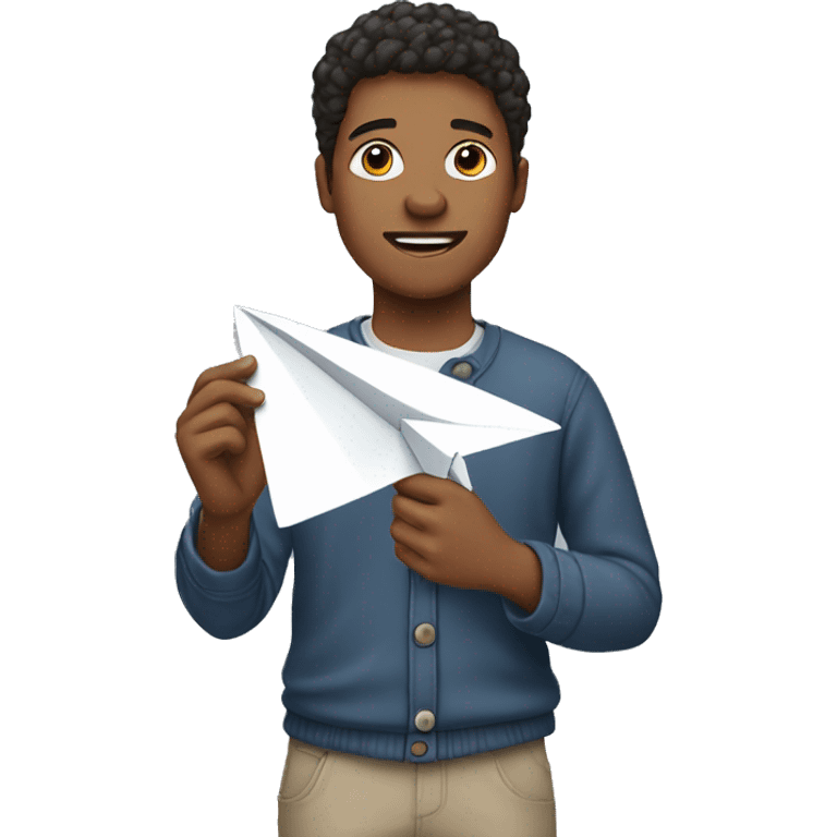 a young man with a paper airplane in his hand emoji