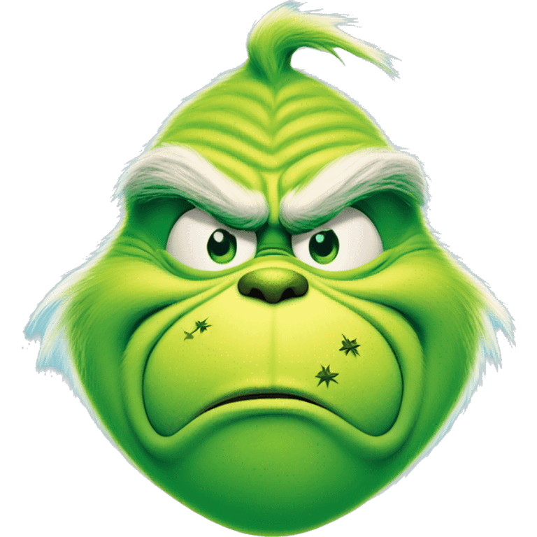 The Grinch smirking mouth closed and he’s blue emoji