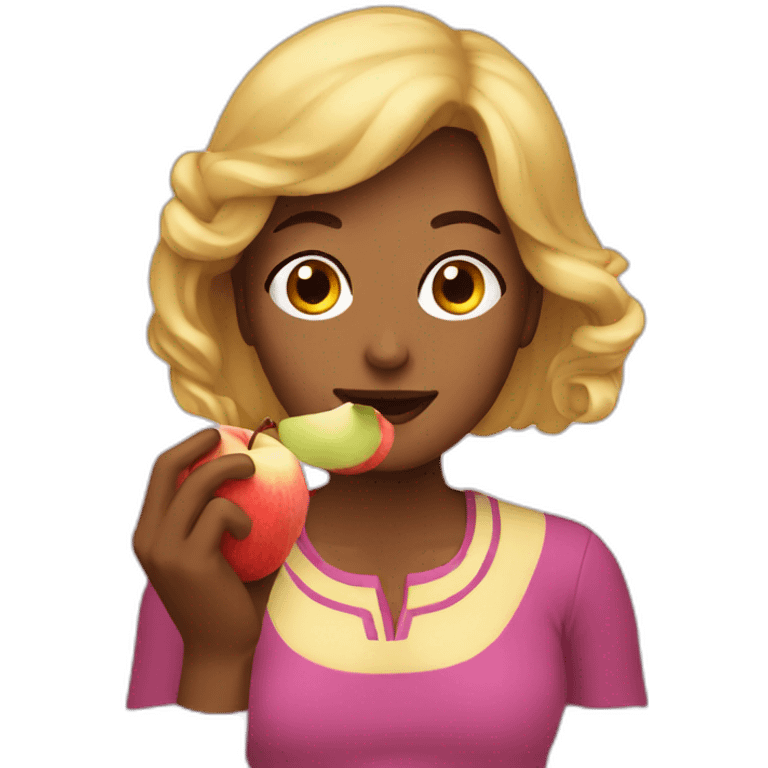 Mujer comiendo una manzana  emoji