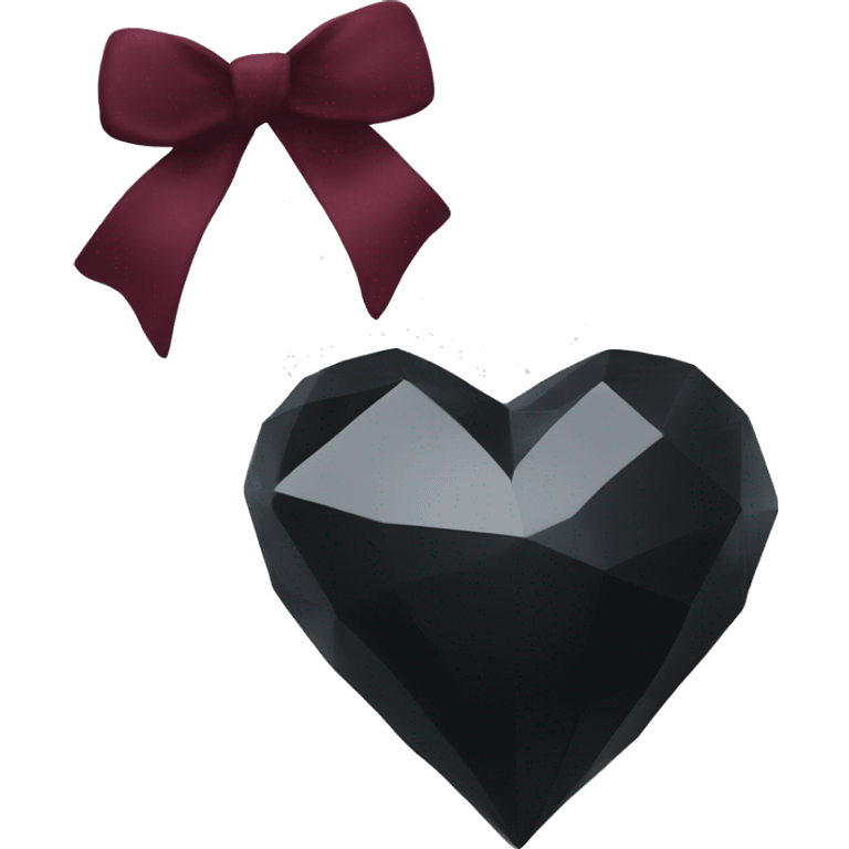 crystal black heart wrapped in a burgundy bow emoji