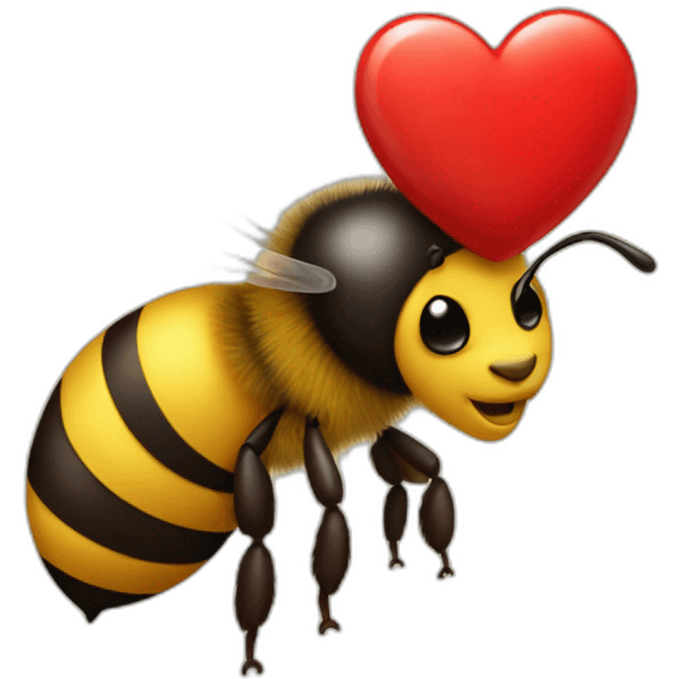 Bee with a red heart emoji