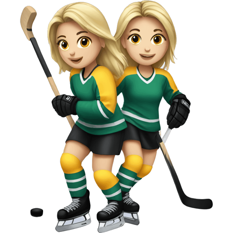 2 girls playing hockey emoji