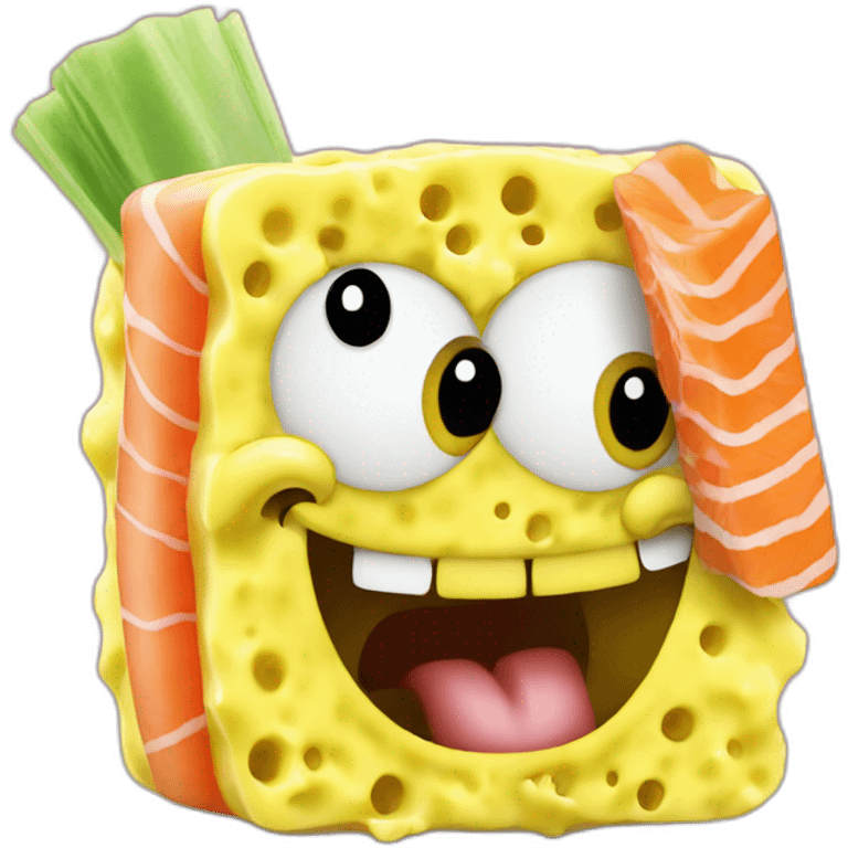 sponge bob eating sushi emoji