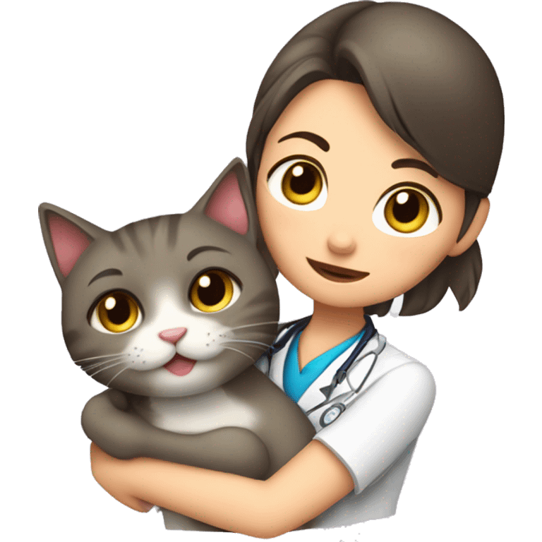 cat cuddles veterinarian girl emoji