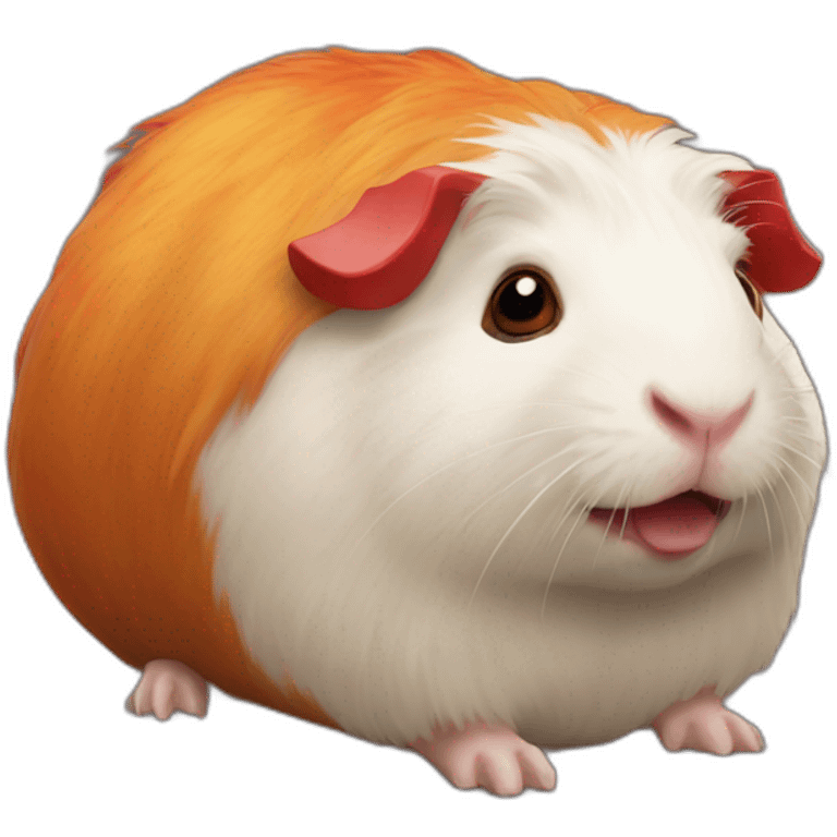 red amongus character on a guinea pig at mount doom emoji