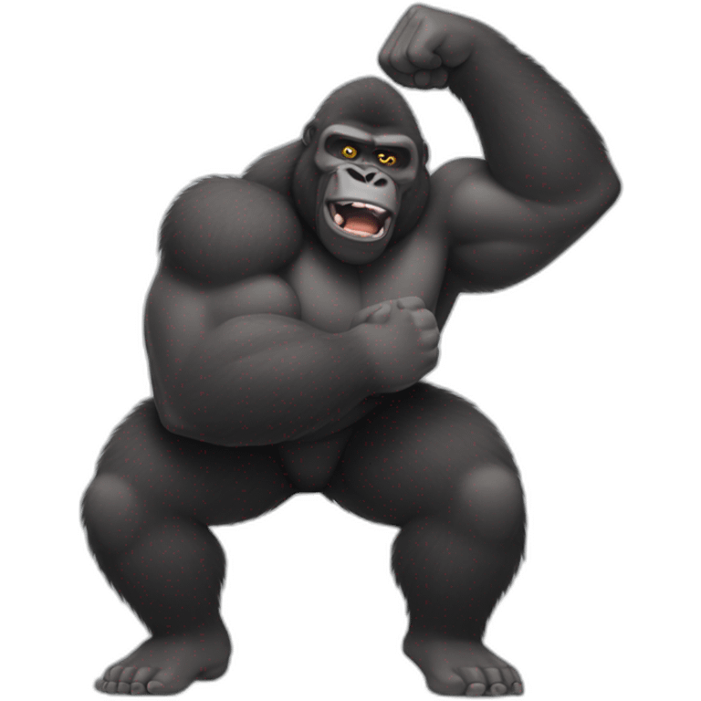 Very buff Gorilla beats man arms wrestling emoji