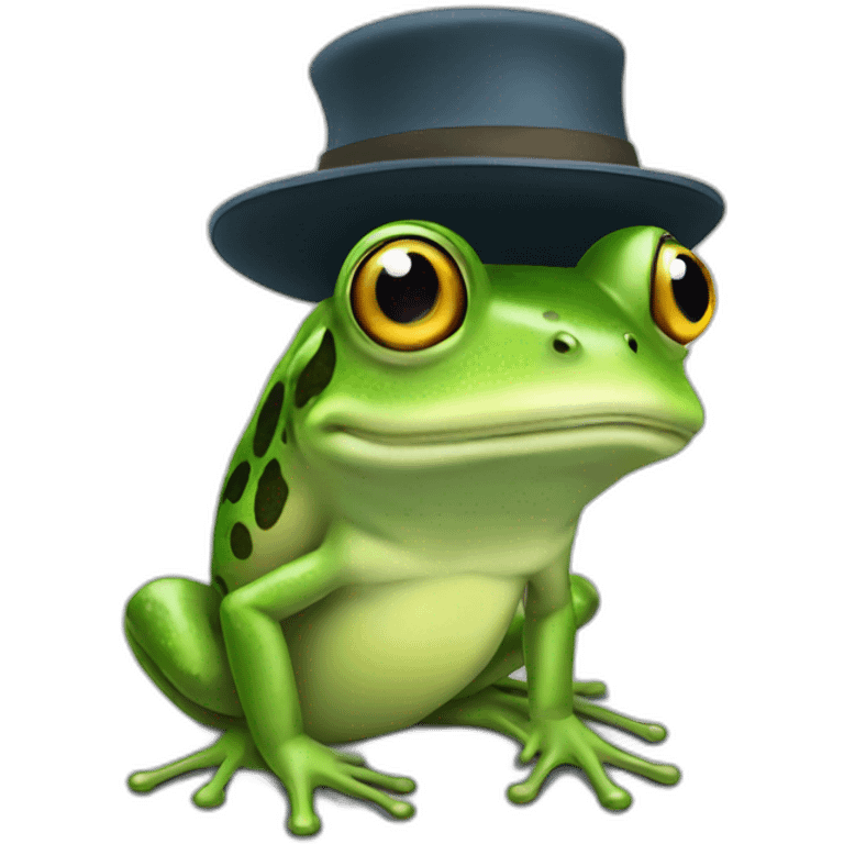 A frog with a hat emoji