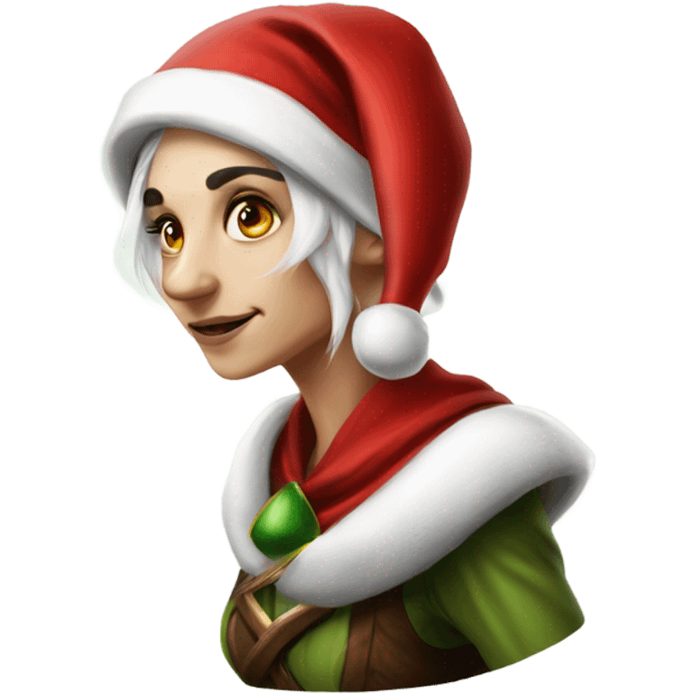 rogue female elf fantasy wearing santa hat emoji