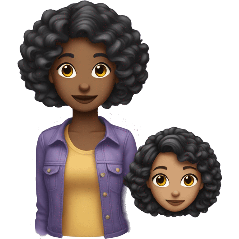 Une violette ( fleur) hair,  black ( lightskin ) girl  emoji