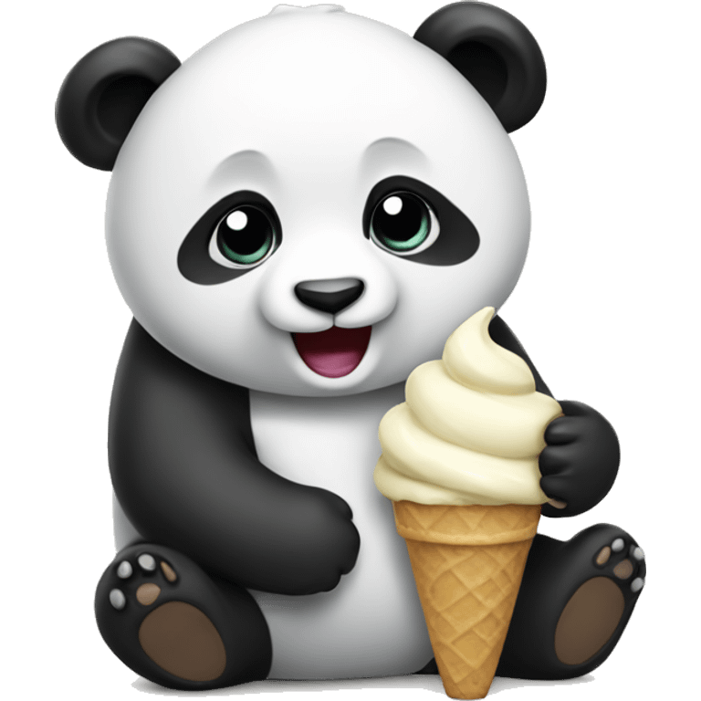 Panda eating ice cream emoji