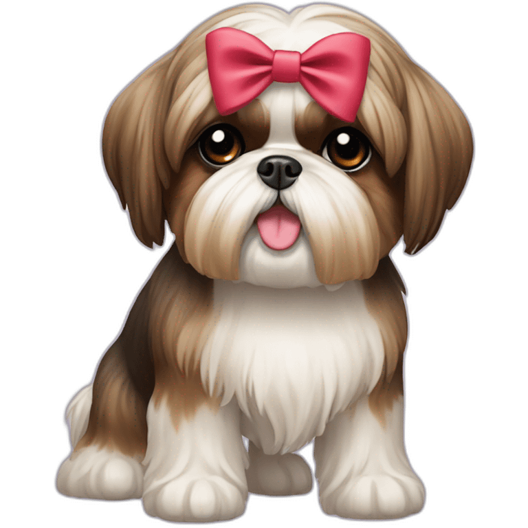 Dog Shih Tzu with a bow on head full-body emoji