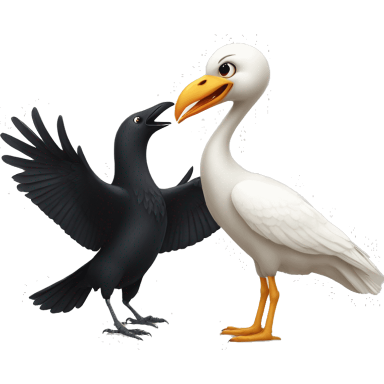 crow fighting a swan emoji