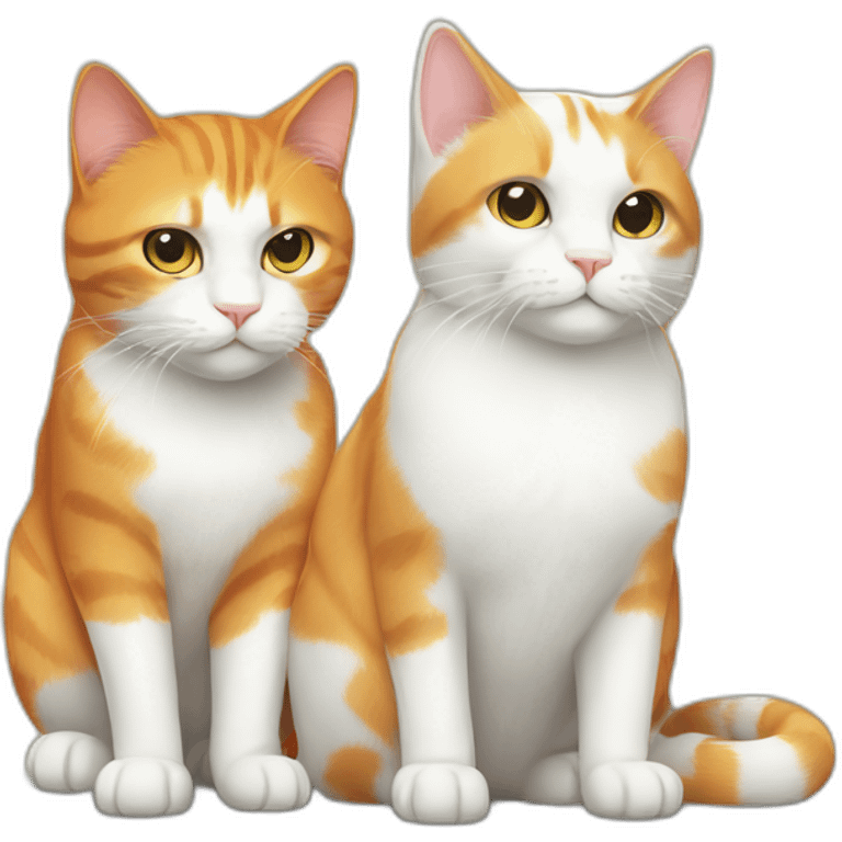 Orange cat and white cat best friends emoji