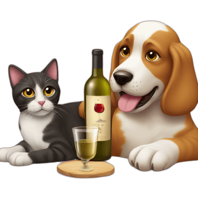 cat-drink-wine-with-dog emoji