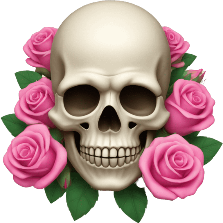 Skull with pink roses emoji