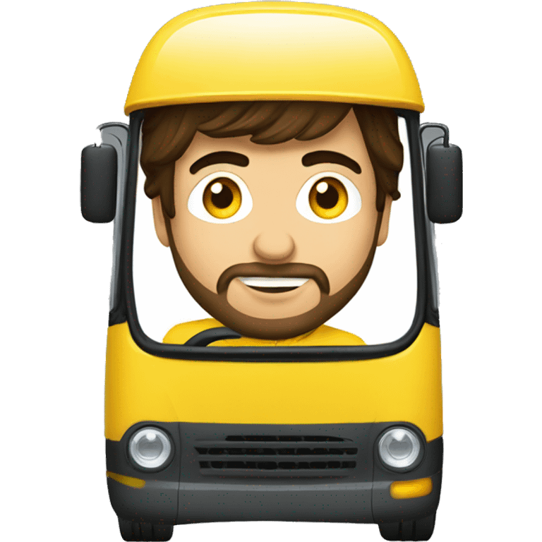 Fernando Alonso driving a yellow bus emoji