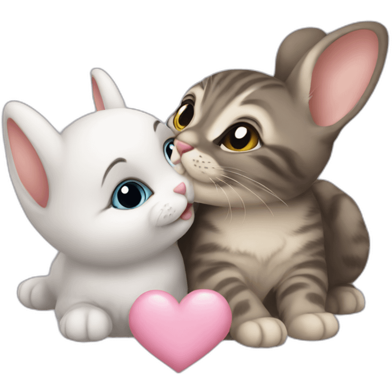 bunny kisses a kitten emoji