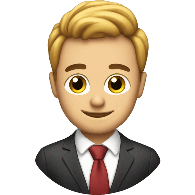 a tech-savvy business owner with his company logo emoji