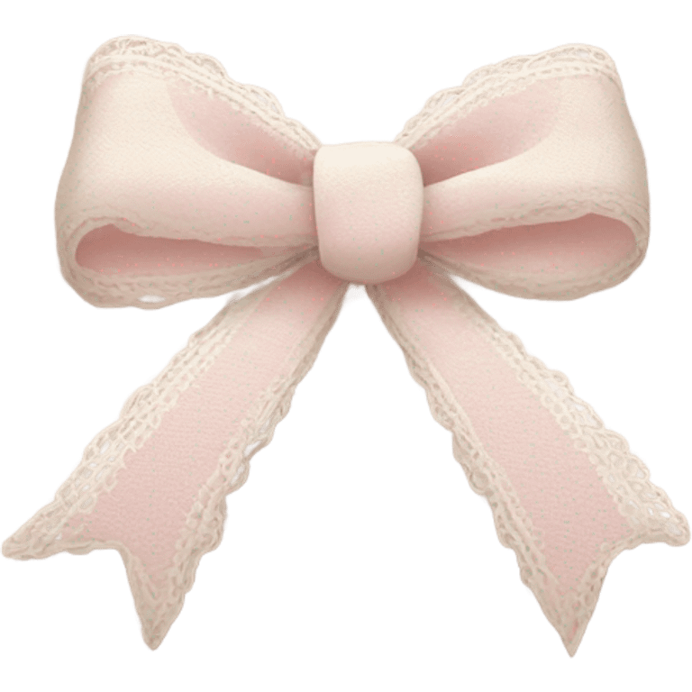 Create a girly, coquette-style checkmark emoji sticker in soft pink and cream tones. It should look elegant and delicate, with a subtle bow or lace detail to match a vintage aesthetic. emoji