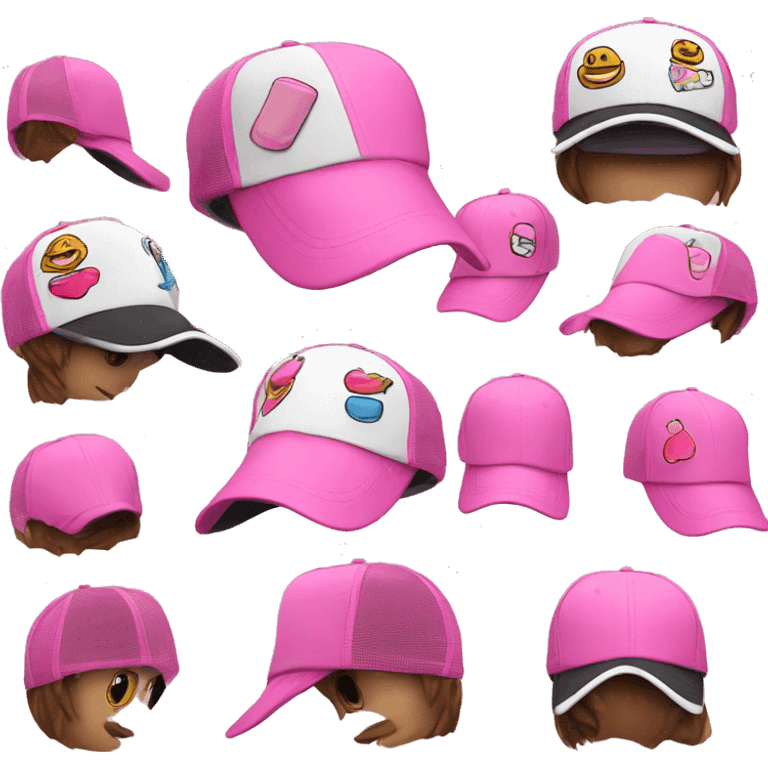 trucker hat with patches pink emoji