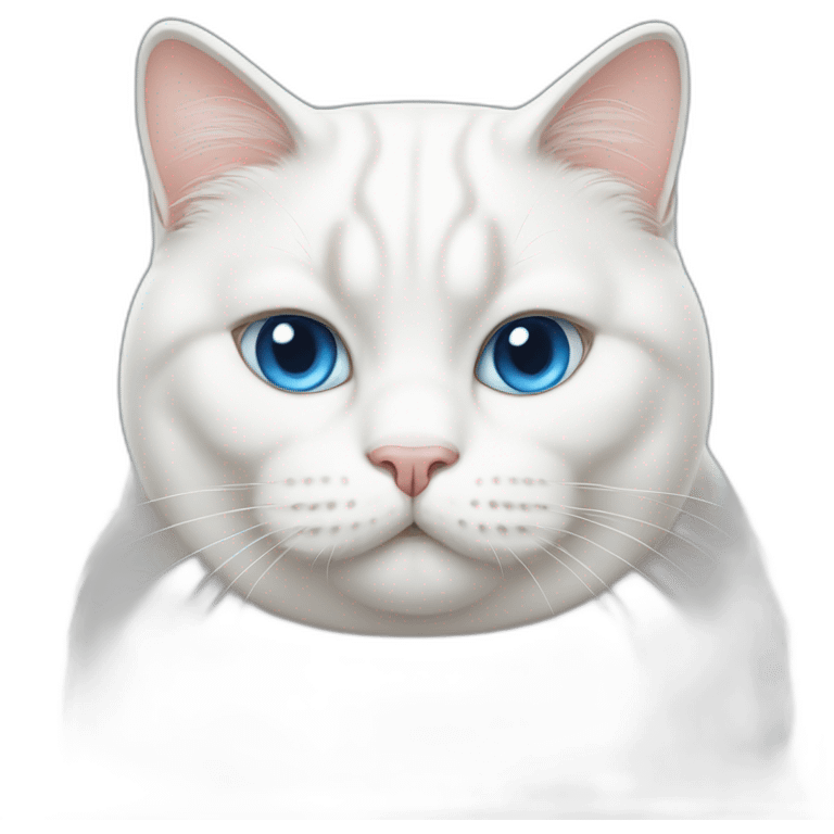 Fat white cat blue eyes emoji