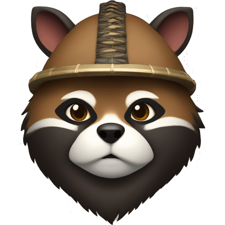 Tanuki wearing a samurai helmet emoji