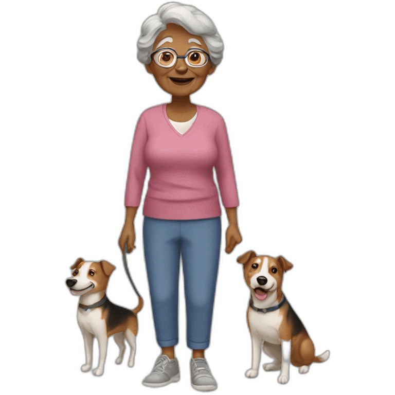 A grandma with dogs  emoji