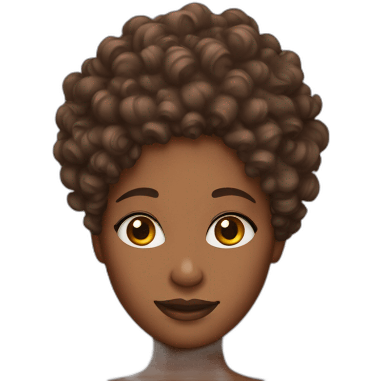 curly hair brown skin lady emoji