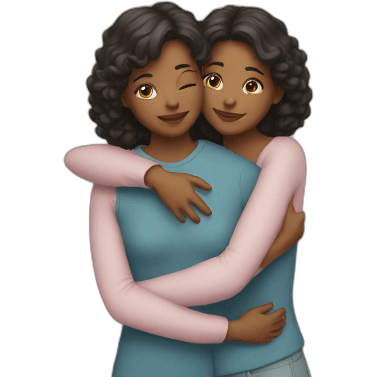 Sisters hugging emoji