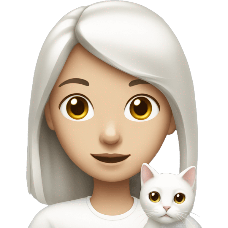 girl with a white cat  emoji