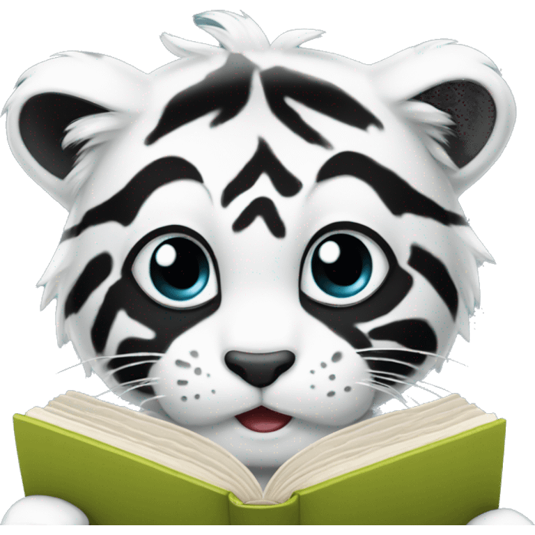 Baby balck&white tiger reading book  emoji