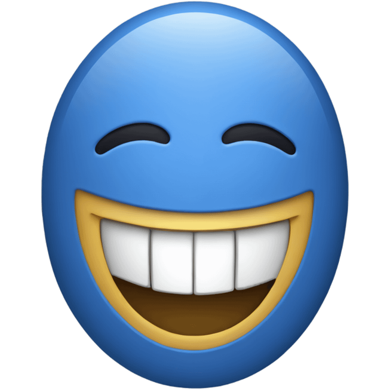 A blue laptop laughing emoji