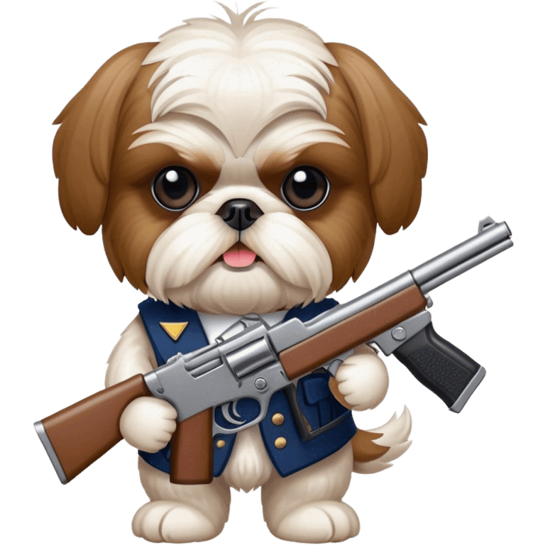 shih tzu with a gun emoji