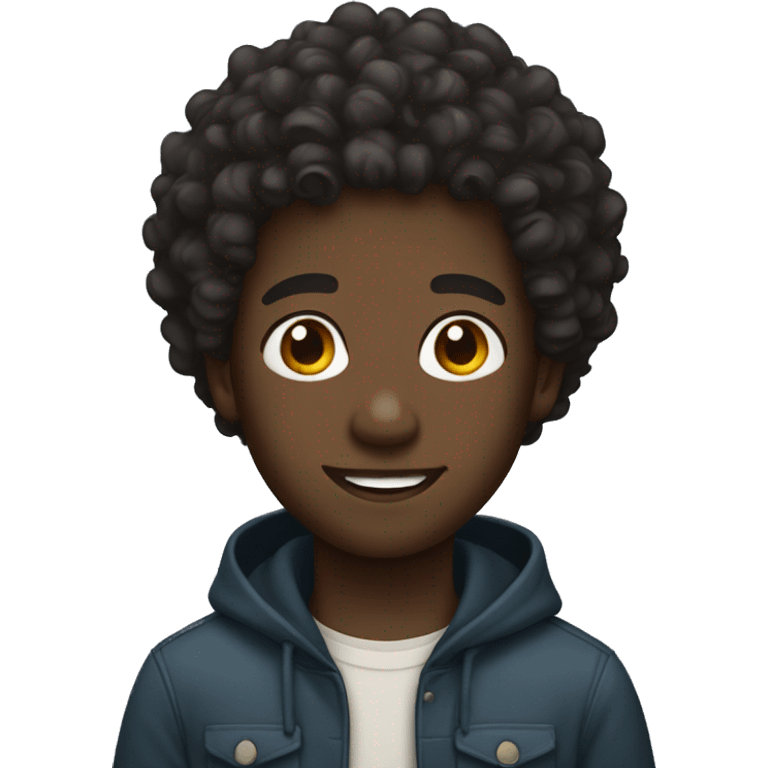 black boy with curly hair
 emoji